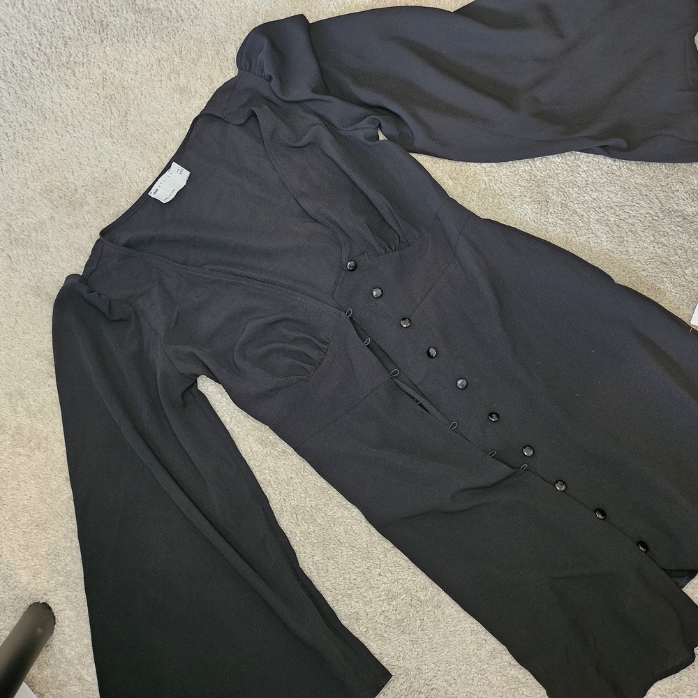 Elegant Black Button-Down Dress